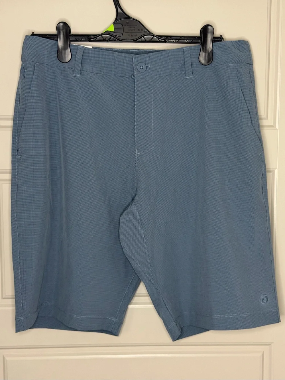 Hang Ten Men's Hybrid Walkshorts Blue Micro Check 4-Way Stretch Size 34 NWT